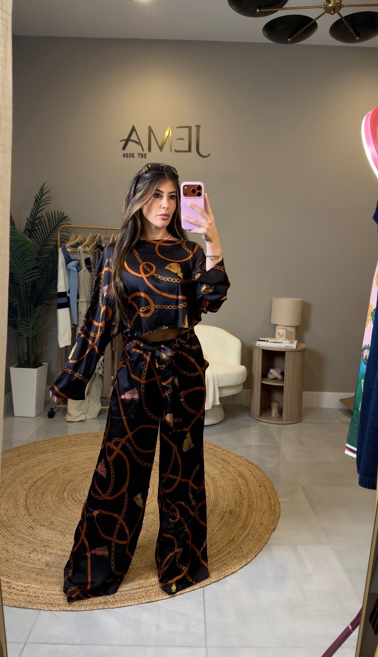 Chain Satin Set - Long Sleeve