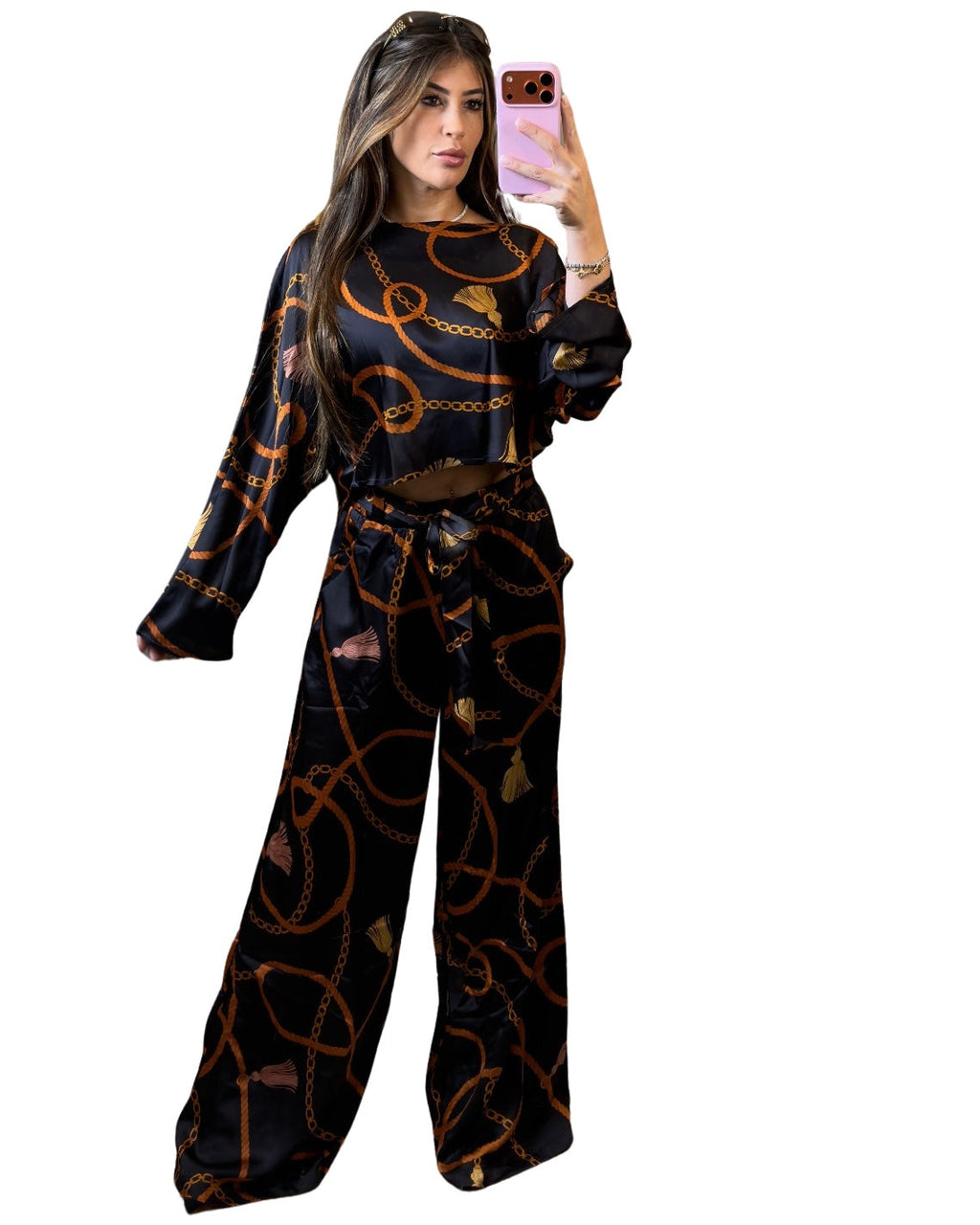 Chain Satin Set - Long Sleeve