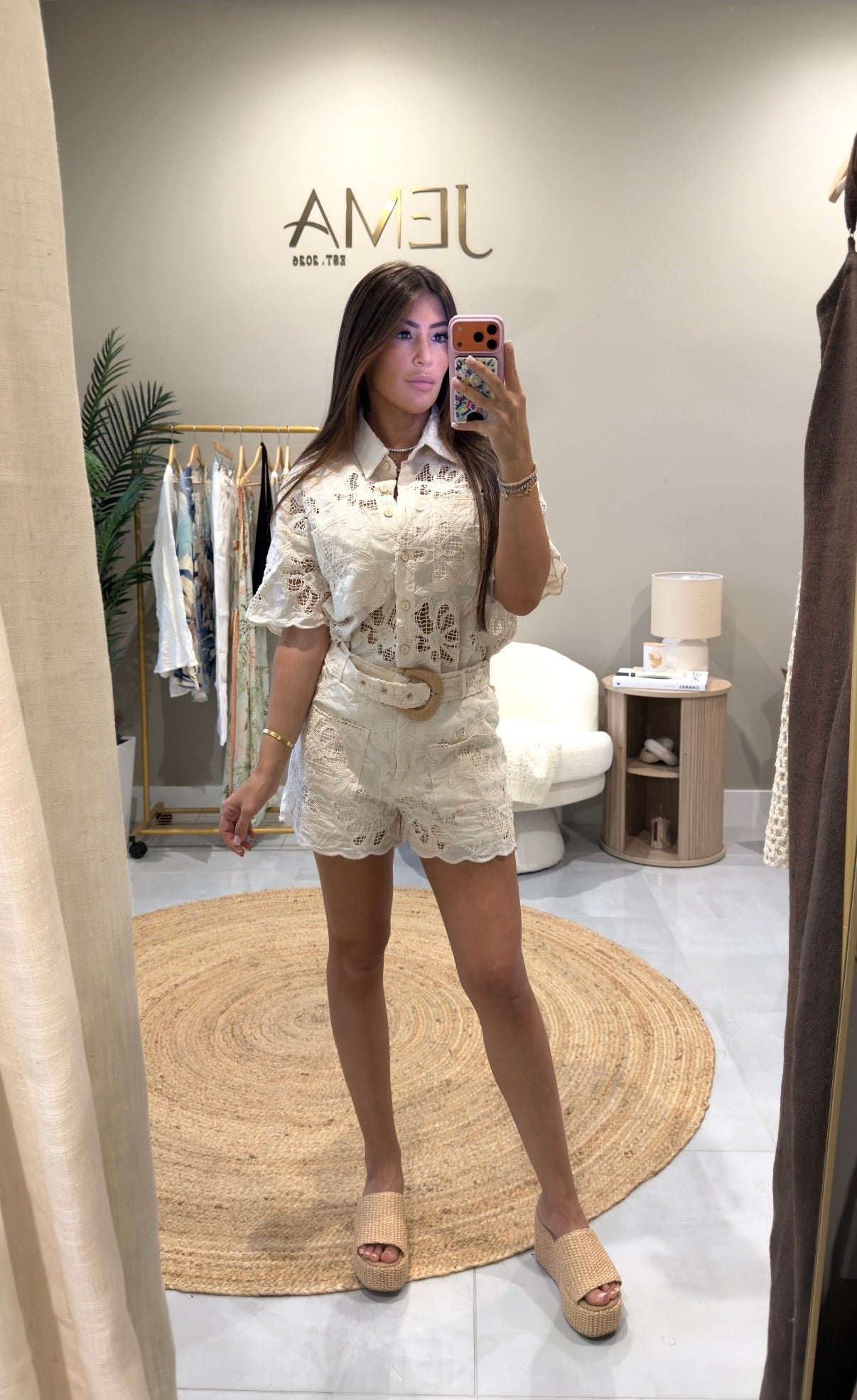 Bimini Crochet Set - mirror selfie in boutique